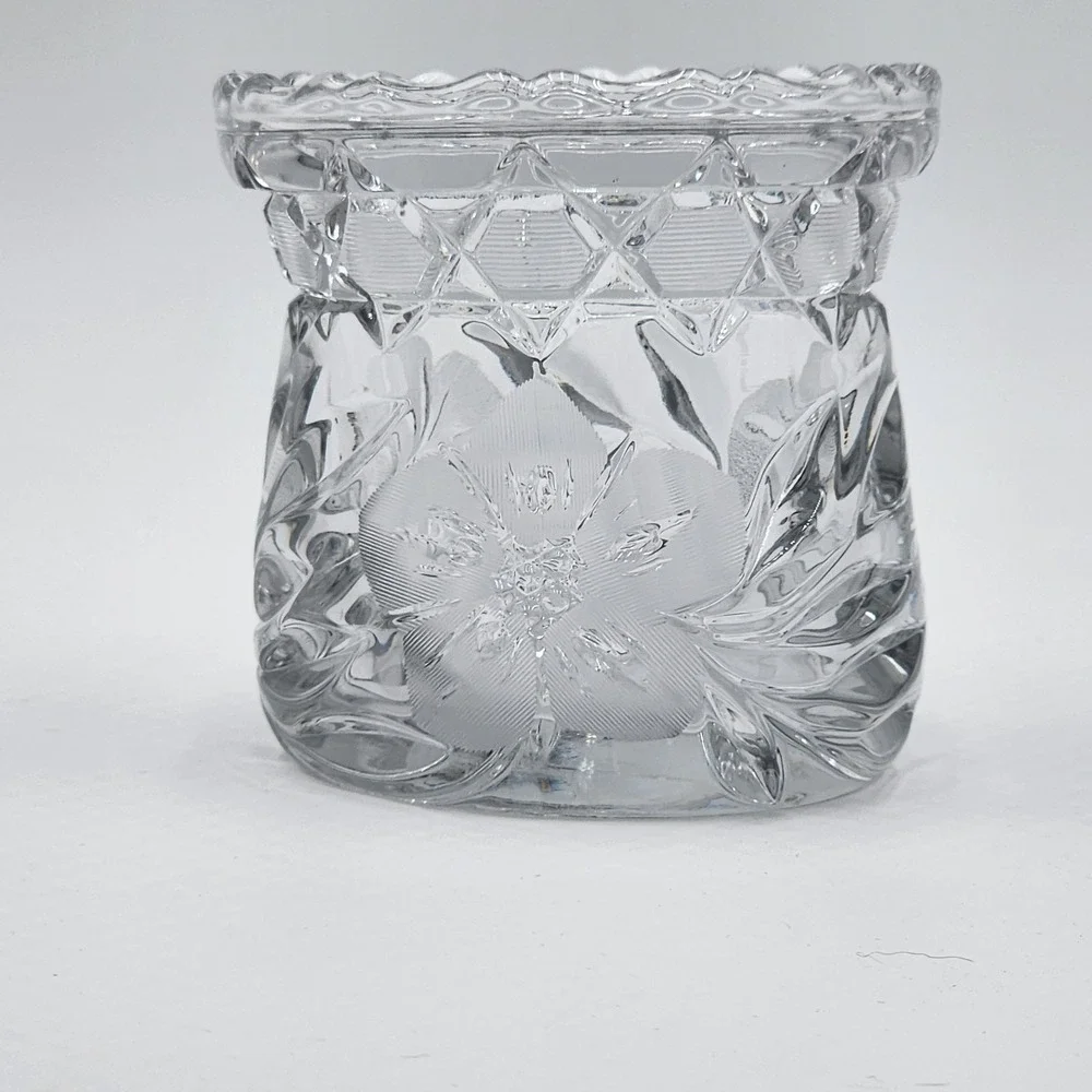 McKee Clematis Sugar Bowl Innovation Cut Clear Pressed Glass EAPG Antique 1910s